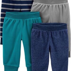 NWT set of 4 Children's Cozy Fleece Pants Set - Blue, Gray, Teal
